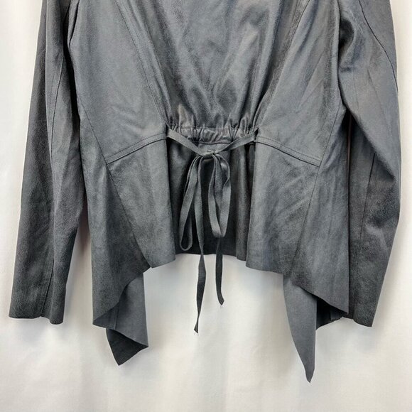 Elan Womens Open Front Jacket Gray Faux Leather Waist Length Flyaway Pockets S - Picture 8 of 12